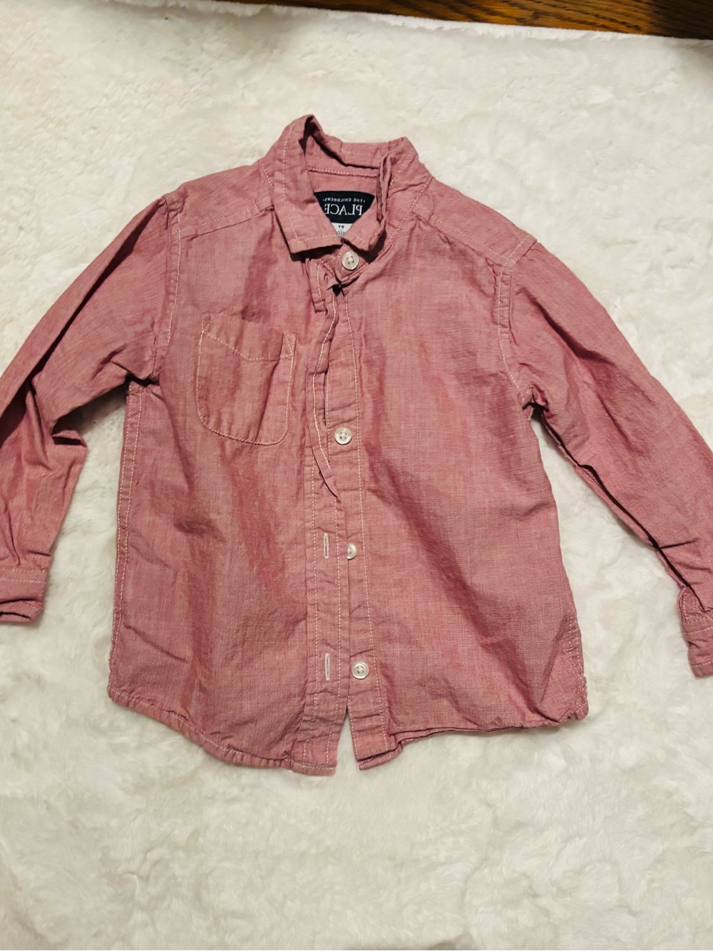 The Children's Place Long Sleeve Button-Down Shirt Boys 2T Pink